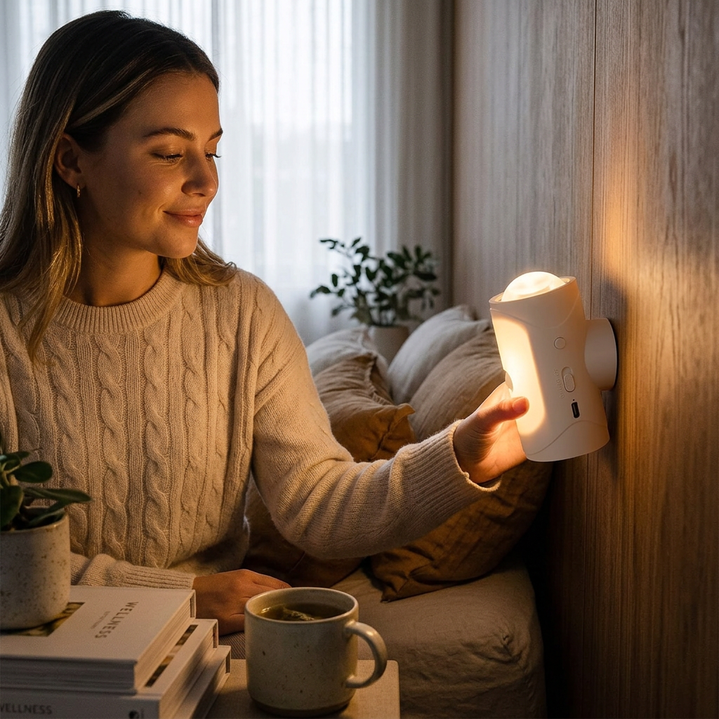 Rechargeable Motion Sensor Night Light, Magnetic LED Wall Light With RGB Color Changing & 3000K Warm Light, Wireless Bat