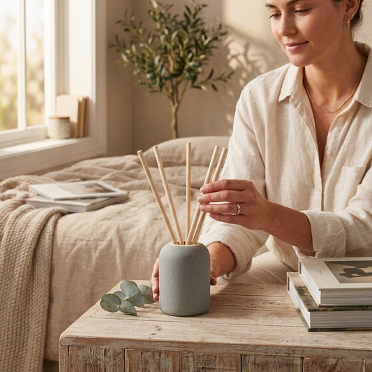 100ml Matte Textured Ceramic Lavender Eucalyptus Diffuser Gray: Home Aromatherapy, No Battery