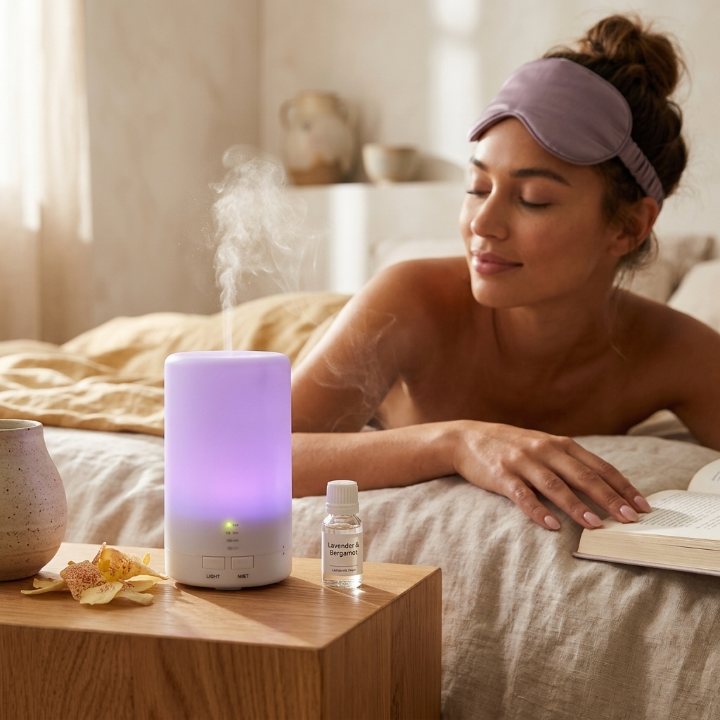 Ultrasonic Cool Mist Humidifier Mini Aroma Essential Oil Diffuser With Colorful Lights 4 Timer Setti
