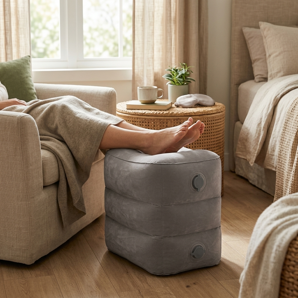 Inflatable Foot Rest Pillow for Travel, 3 Adjustable Heights