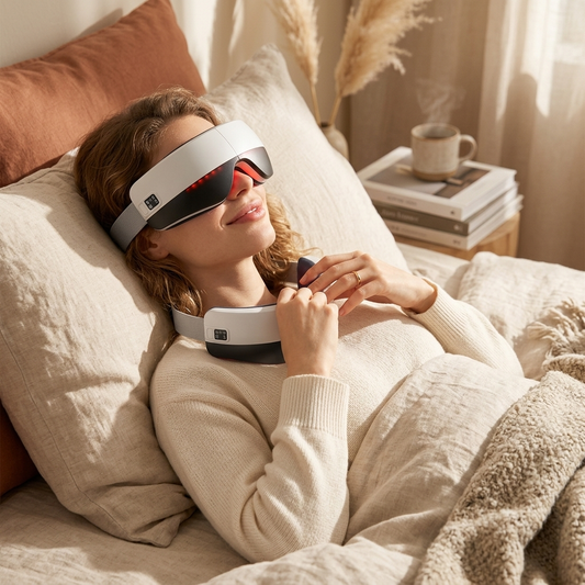 Eye Massager With Heat Air Compression & Vibration Voice Control 4 Massage Modes Wireless Music Play