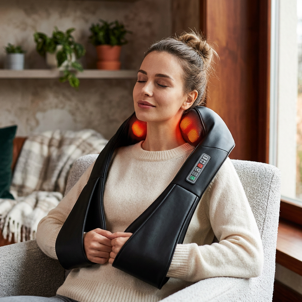 Shiatsu Back Neck And Shoulder Massager With Heat Deep Tissue 3D Kneading Pillow