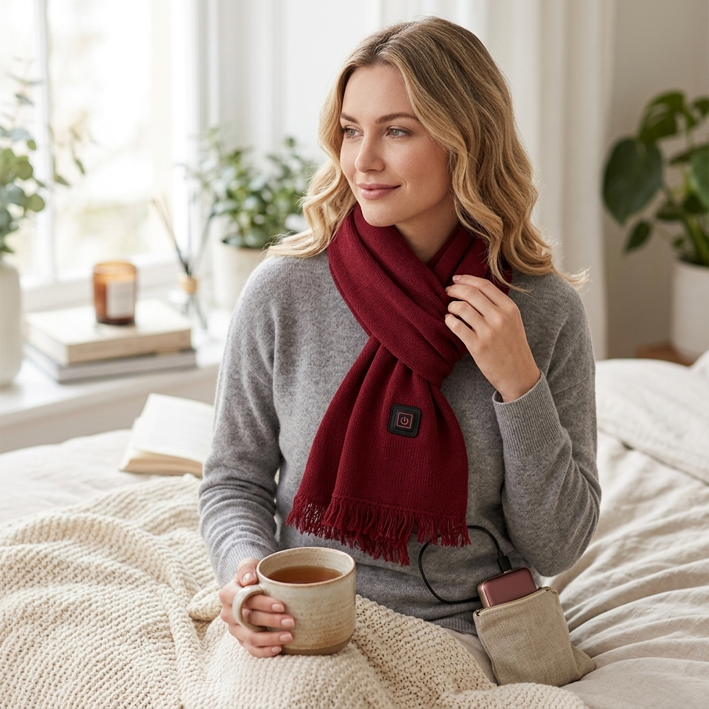 Heated Neck Wrap Warm Heated Scarf USB Powered With 3 Temperature Modes Soft Skin-Friendly Washable 