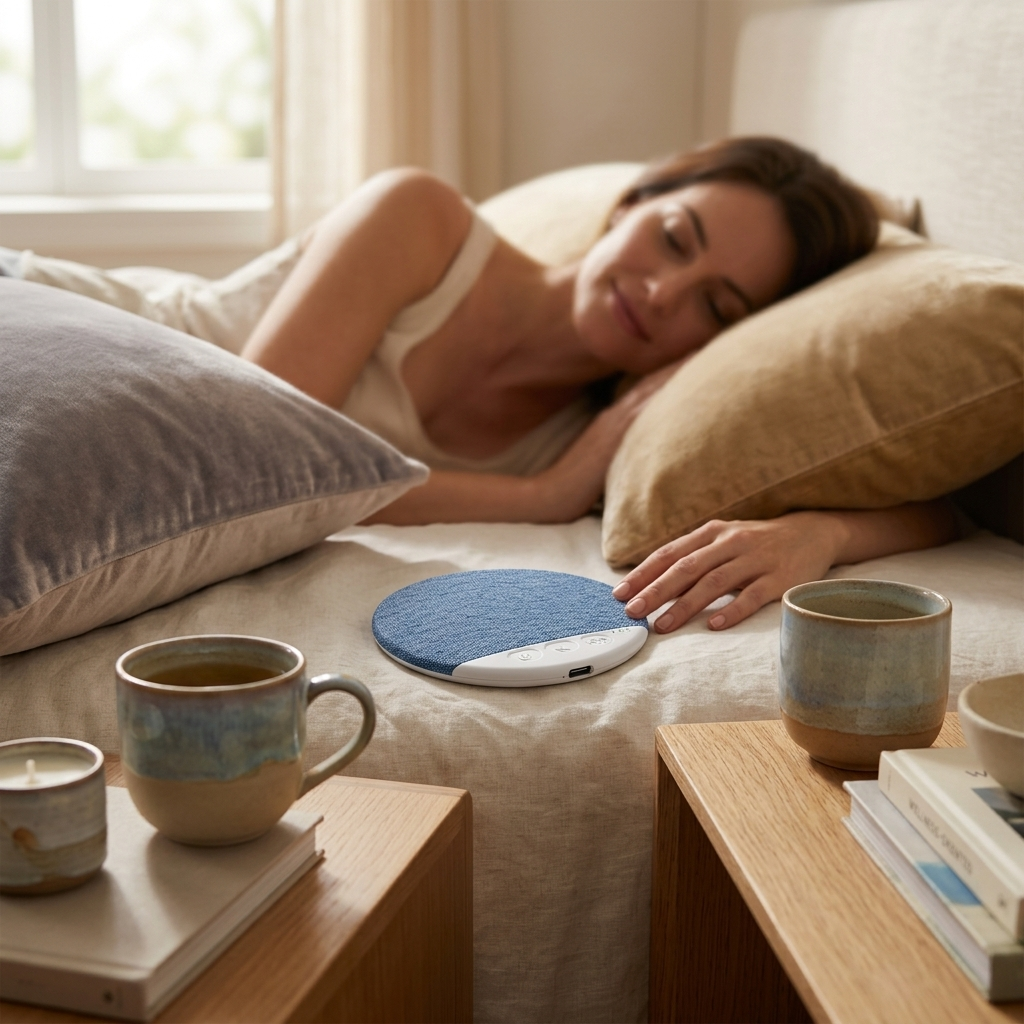 Ultra-Thin White Noise Bluetooth Speaker for Pillow - Wireless Sleep Aid Device with Soothing Sounds