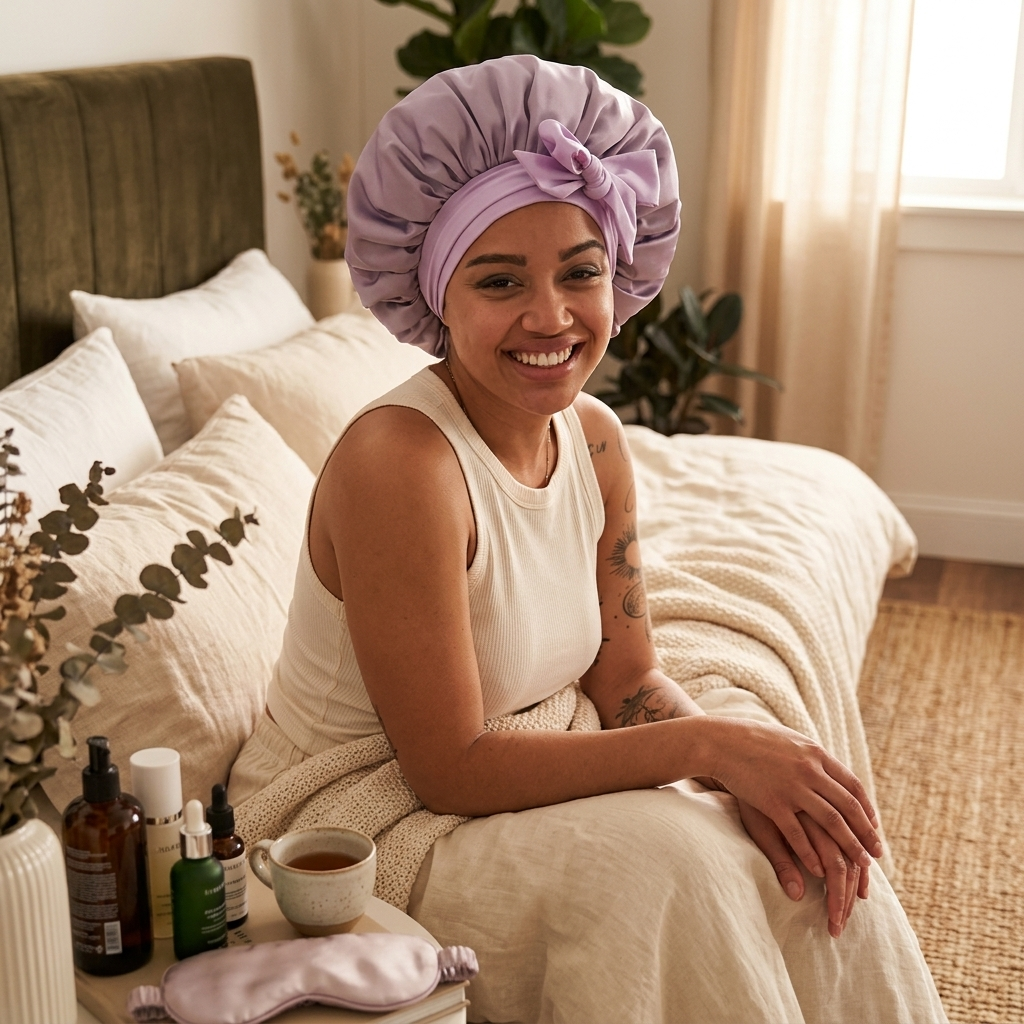 Silk Bonnet For Sleeping Women, Satin Hair Bonnet For Sleeping For Wavy Curly Natural Hair Women Men
