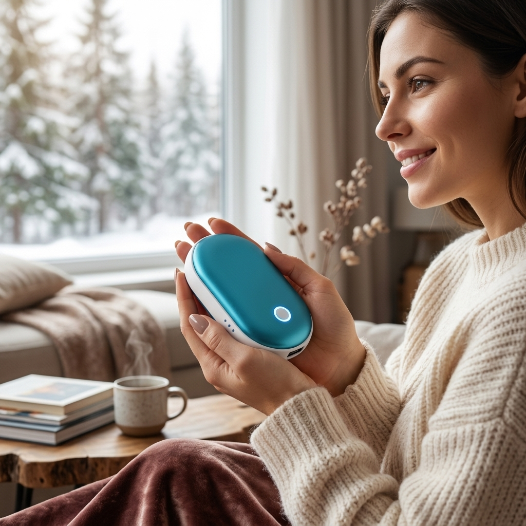 1Pc Portable Hand Warmer 5000mAh Power Bank Rechargeable Pocket Warmer Double-Sided Heating Handwarm