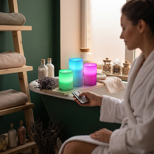 12 Color Flameless Candles - Flickering LED Candles with Remote & Auto Timer, Safe No Smoke Real Wax