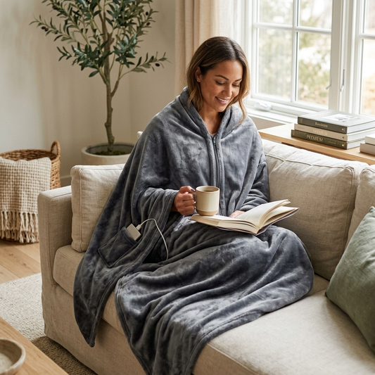 USB Heated Blanket Electric Heated Blanket Heated Poncho Shawl Wrap Throw with Zipper Washable for H