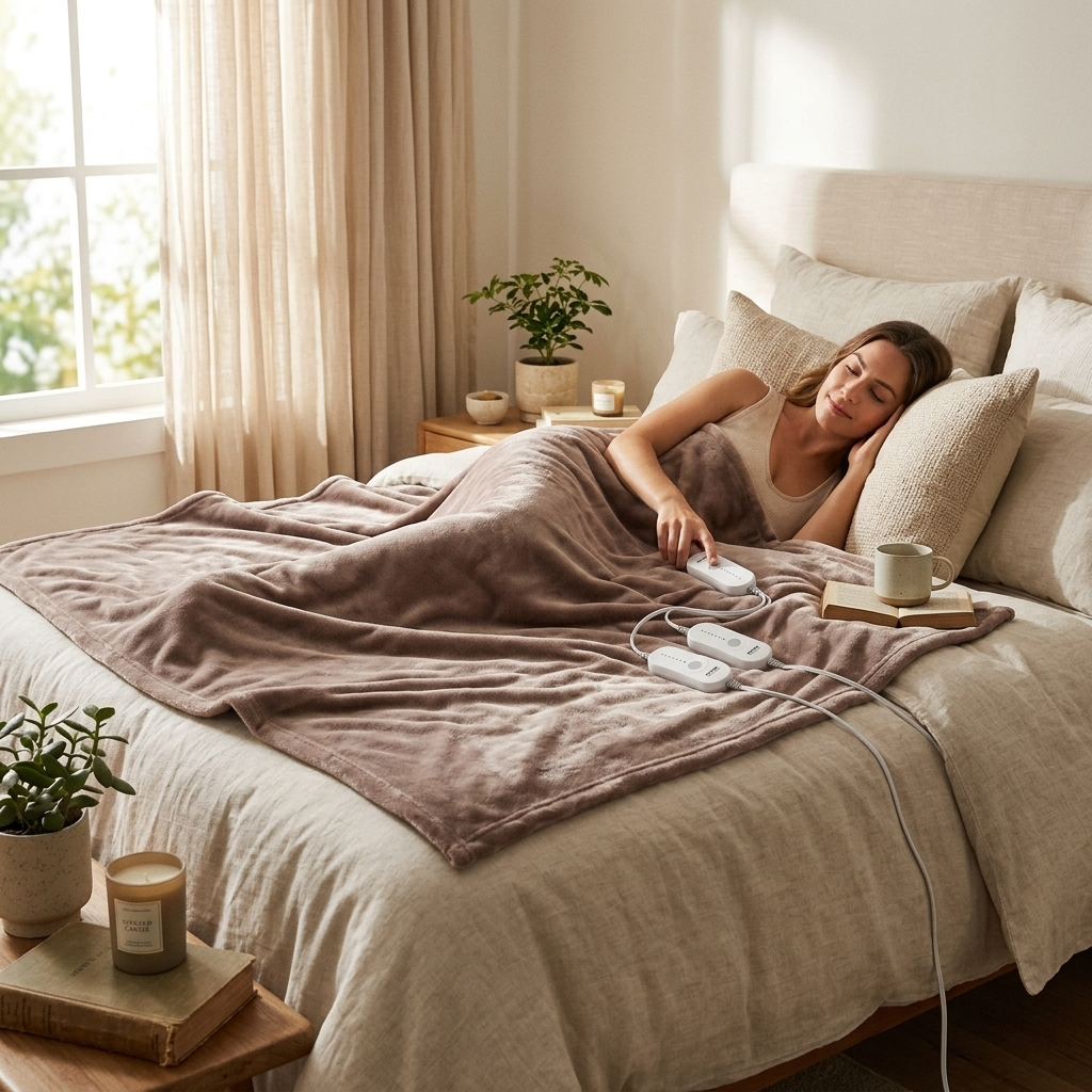 Heated Blanket Electric Throw, 100" X 90" King Size, Soft Flannel Heating Blanket With 10 Hours Time