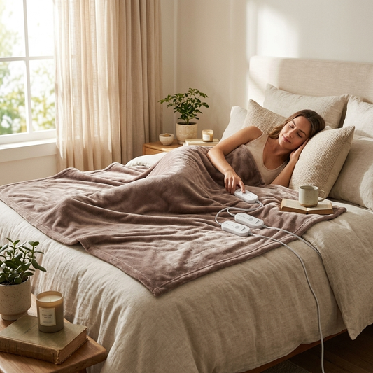 Heated Blanket Electric Throw, 100" X 90" King Size, Soft Flannel Heating Blanket With 10 Hours Time