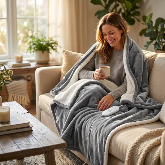 Heated Blanket Electric Throw, 50" X 60" Twin Size, Soft Flannel & Sherpa Heating Blanket With 3 Hou