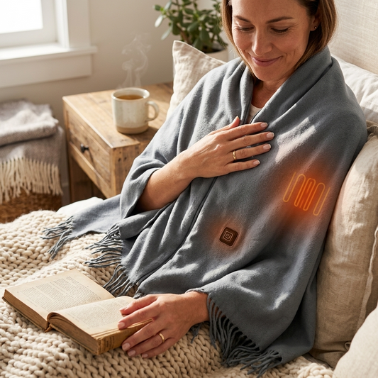 77x24In USB Heated Shawl With Teasel Wearable Heating Blanket Electric Throw Wrap Indoor Outdoor Wit