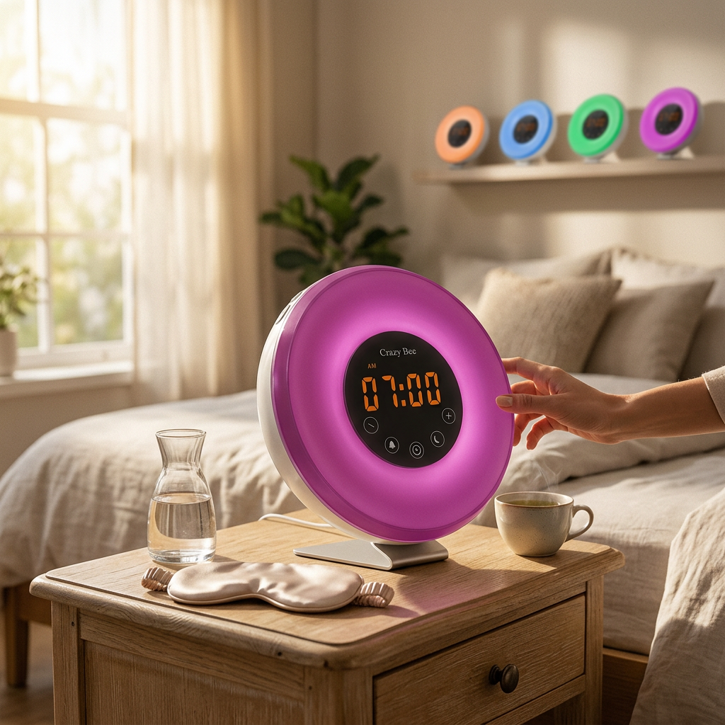 Sunrise and sunset wake up desk lamp alarm clock