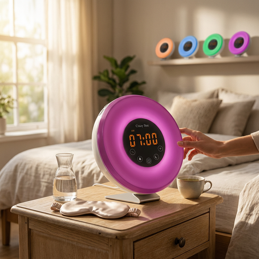 Sunrise and sunset wake up desk lamp alarm clock