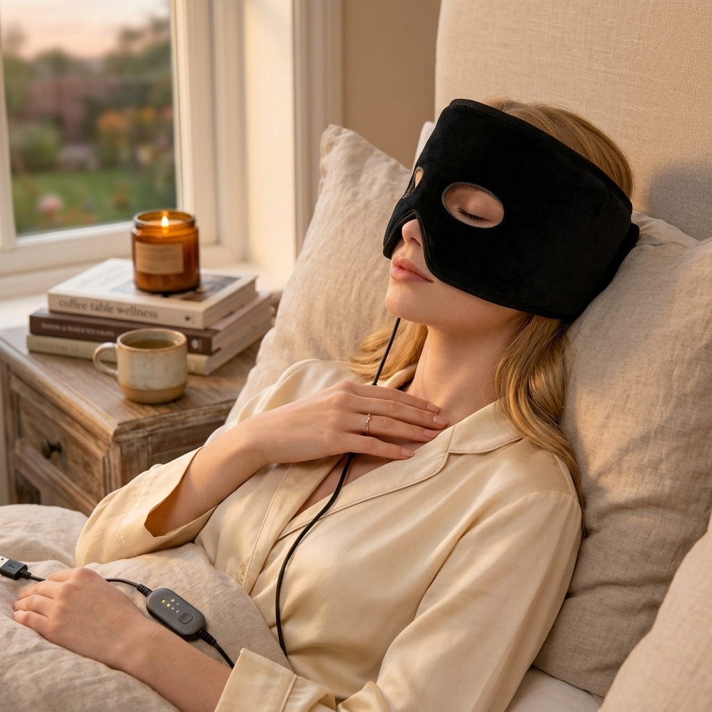 Electric Heated Eye Mask USB Rechargeable Three Speed Timer Steam Function Graphene Based