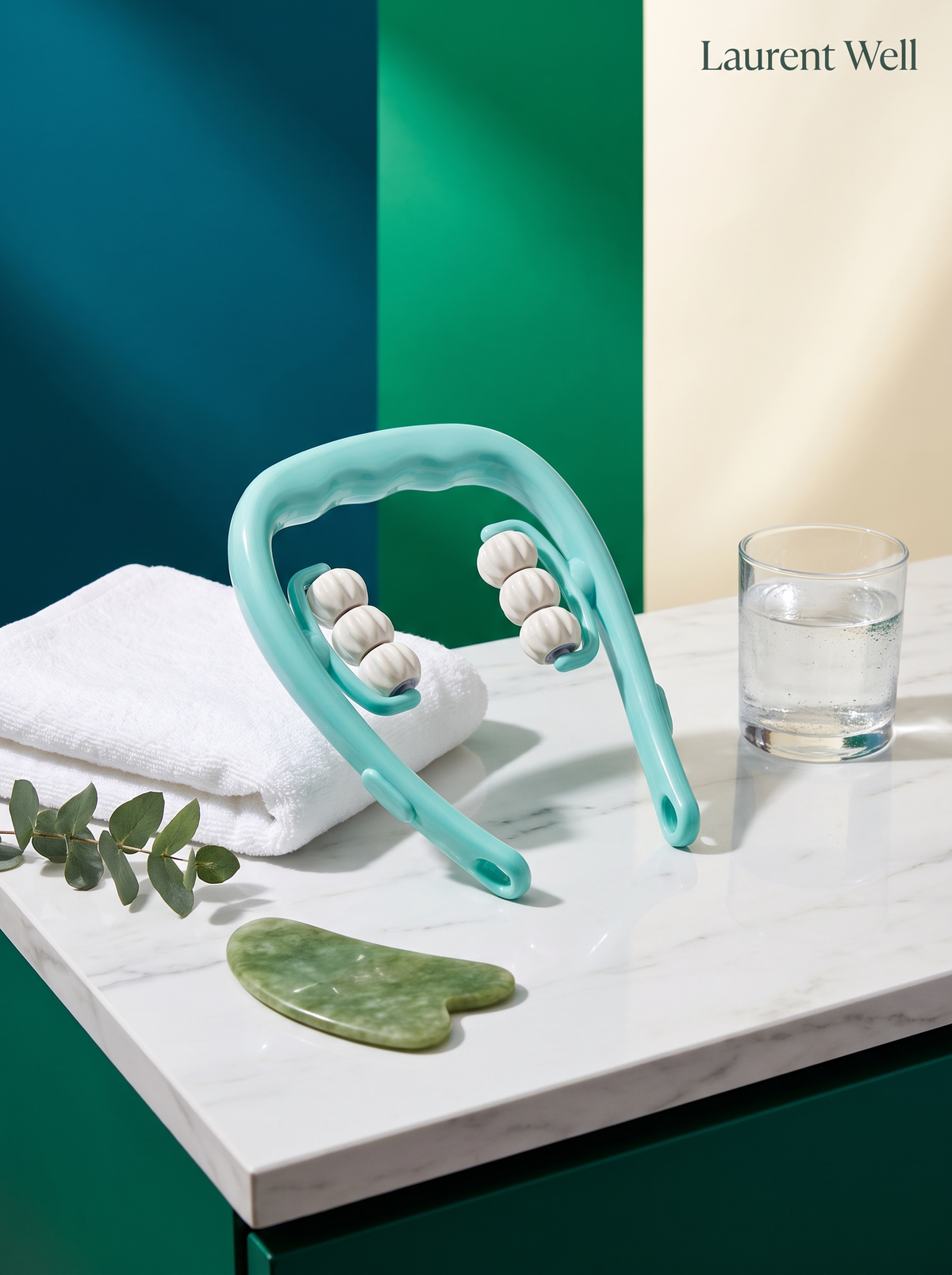 Laurent Well 6-Roller Swan Neck Massager with Jade Scraping Board, Your Jade Self Care Ritual