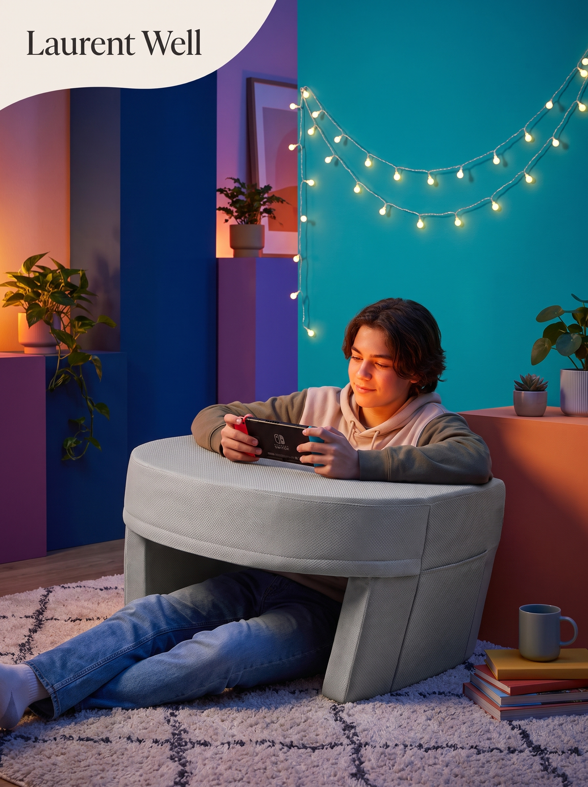 Laurent Well Ergonomic Reading Pillow with Arms and Lap Desk, Moves Room to Room Easily