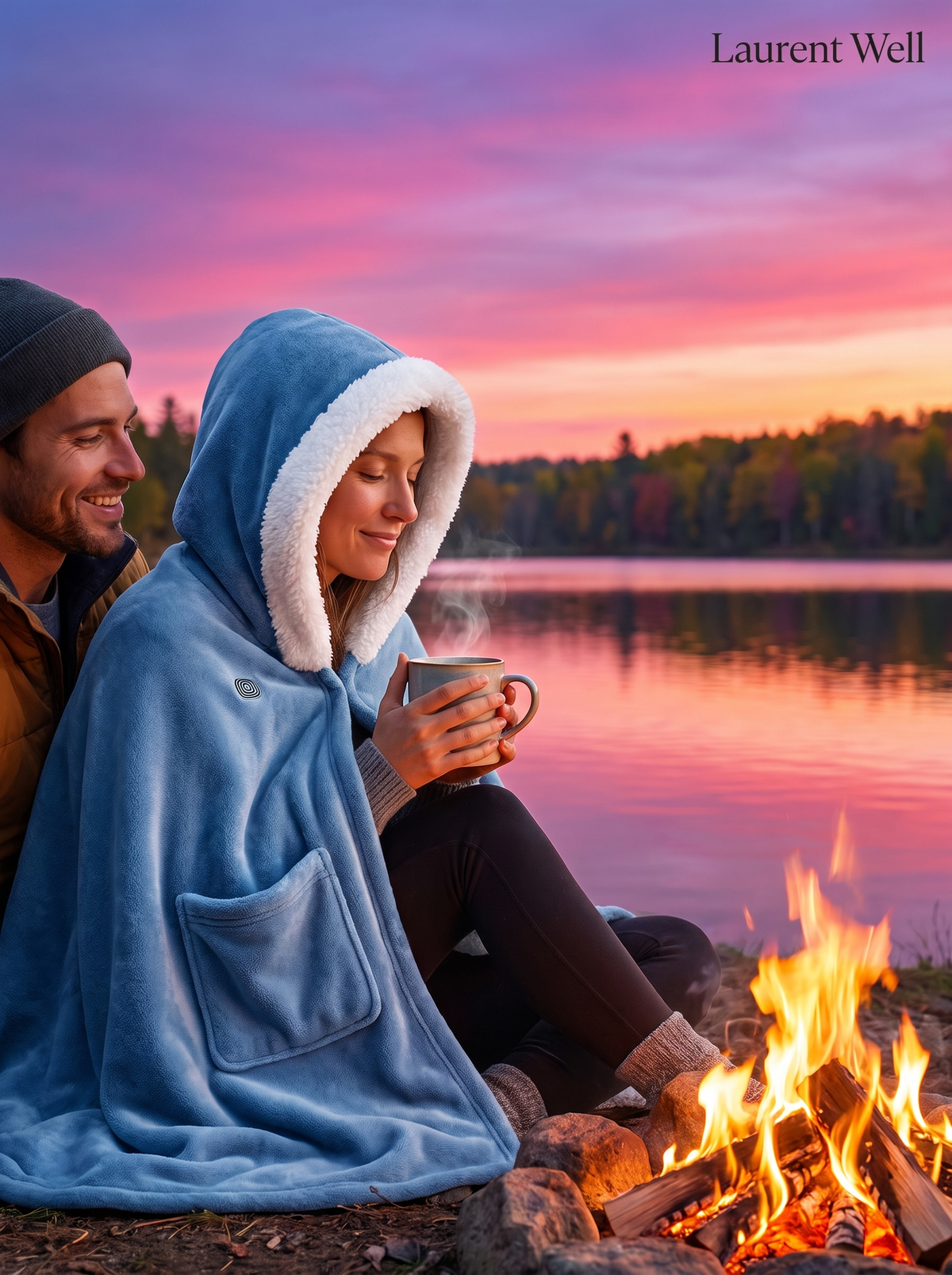 Laurent Well Wearable Heated Blanket with Pockets, 8 Zones, Camp Nights, Cozy Nights