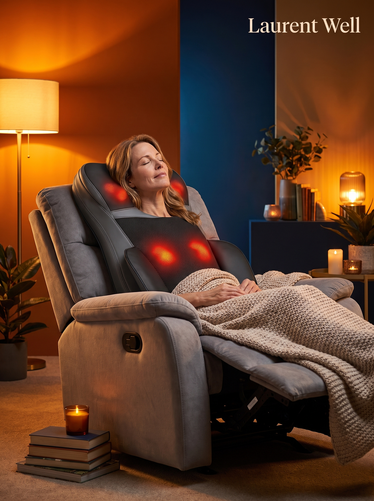 Laurent Well Shiatsu Neck & Back Massager Chair Pad with Heat, Turn Any Seat Into a Spa
