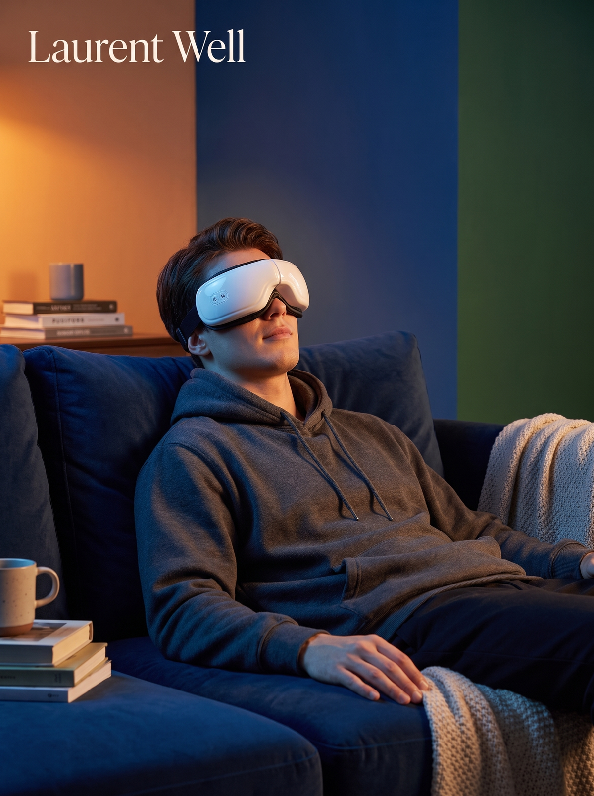 Laurent Well Heated Eye Massager with Air Pressure, Type-C, Mild Warmth, Easy Wear