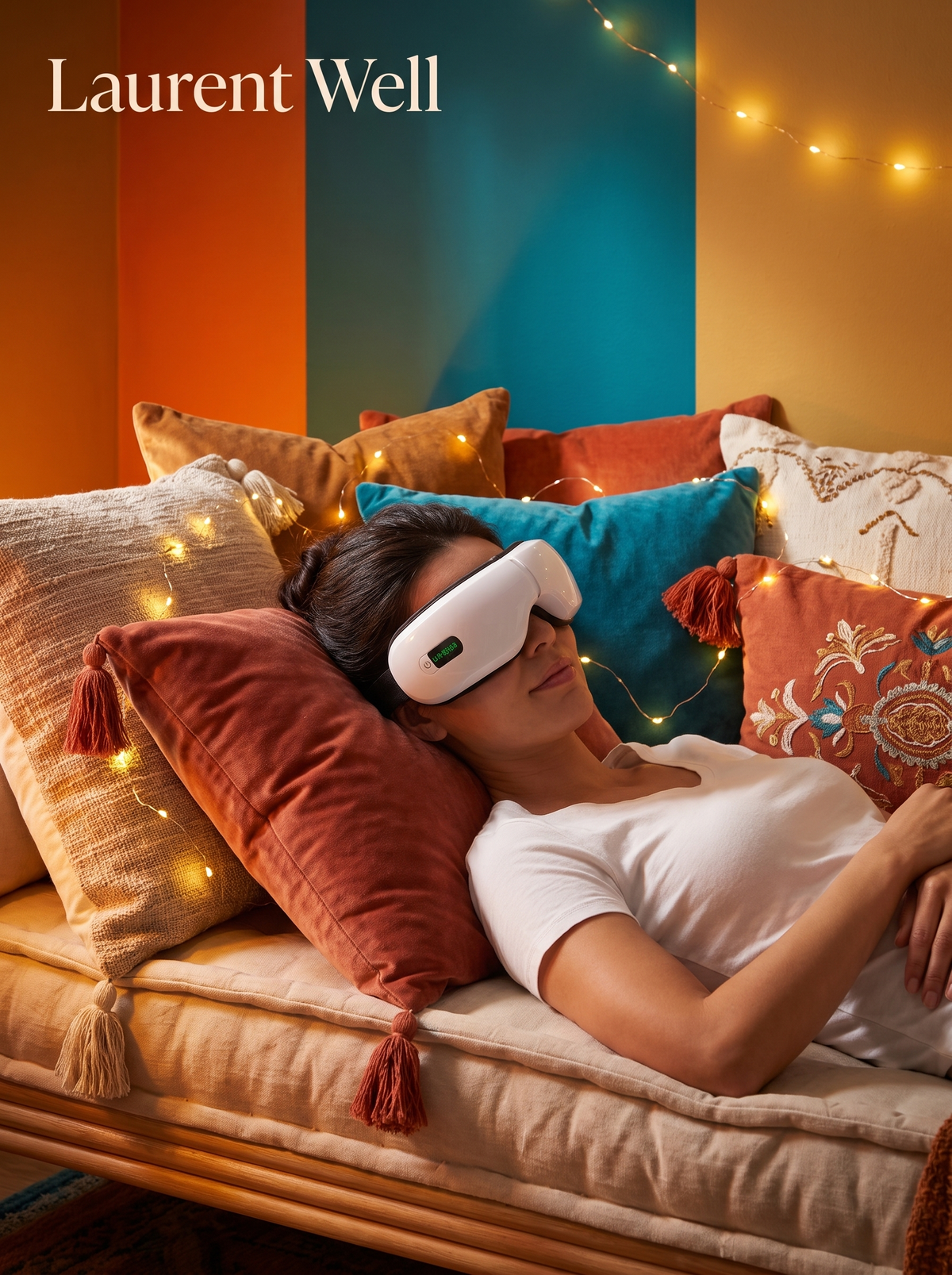 Laurent Well Wireless Eye Massager with Heat and Music, Press Play on Calm