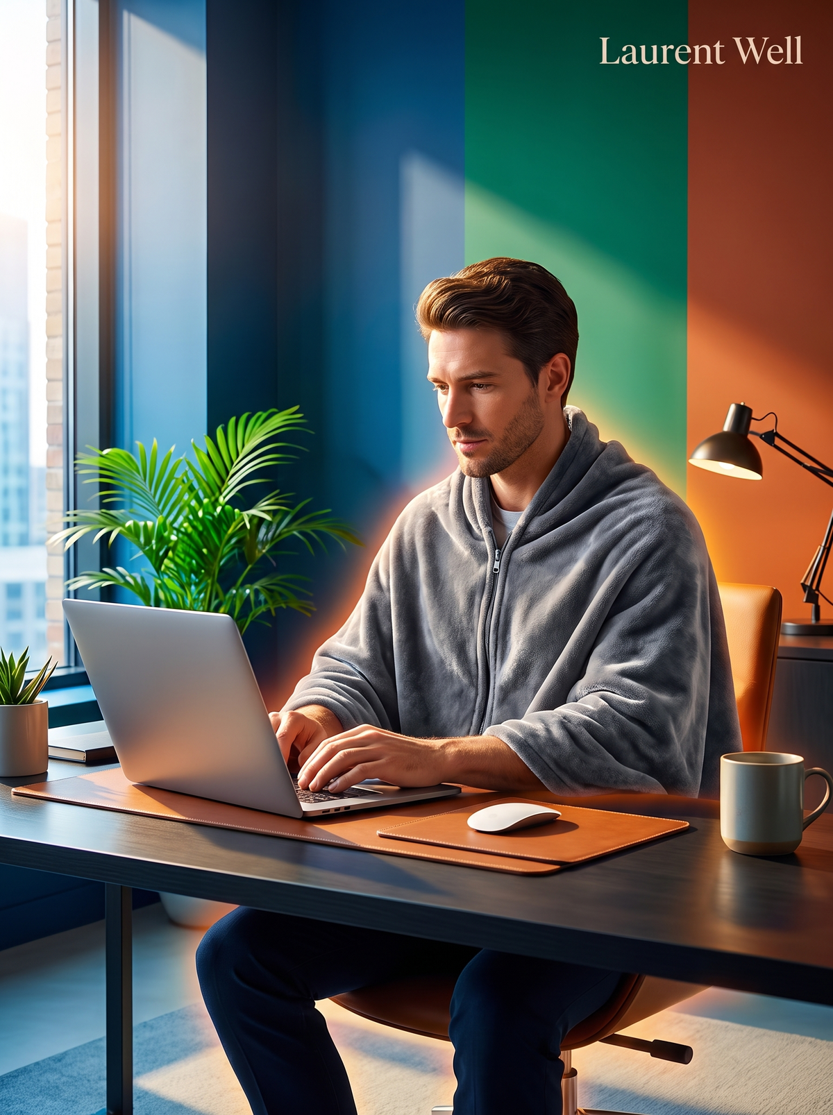 Laurent Well USB Heated Poncho Shawl with Zipper, Grey, Warm While You Work