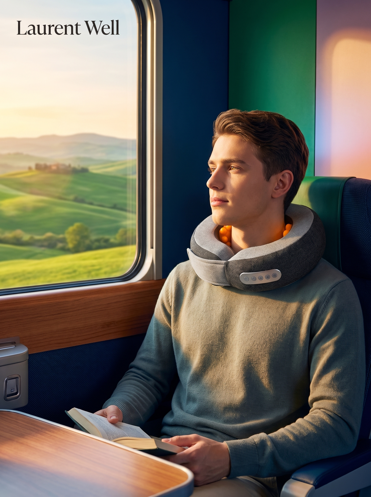 Laurent Well 2-in-1 Heated Neck Massager Travel Pillow, From Train Seat to Sofa