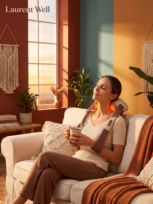 Laurent Well Cordless Shiatsu Neck Massager with Heat - Beige, Like Hands, Anytime You Want