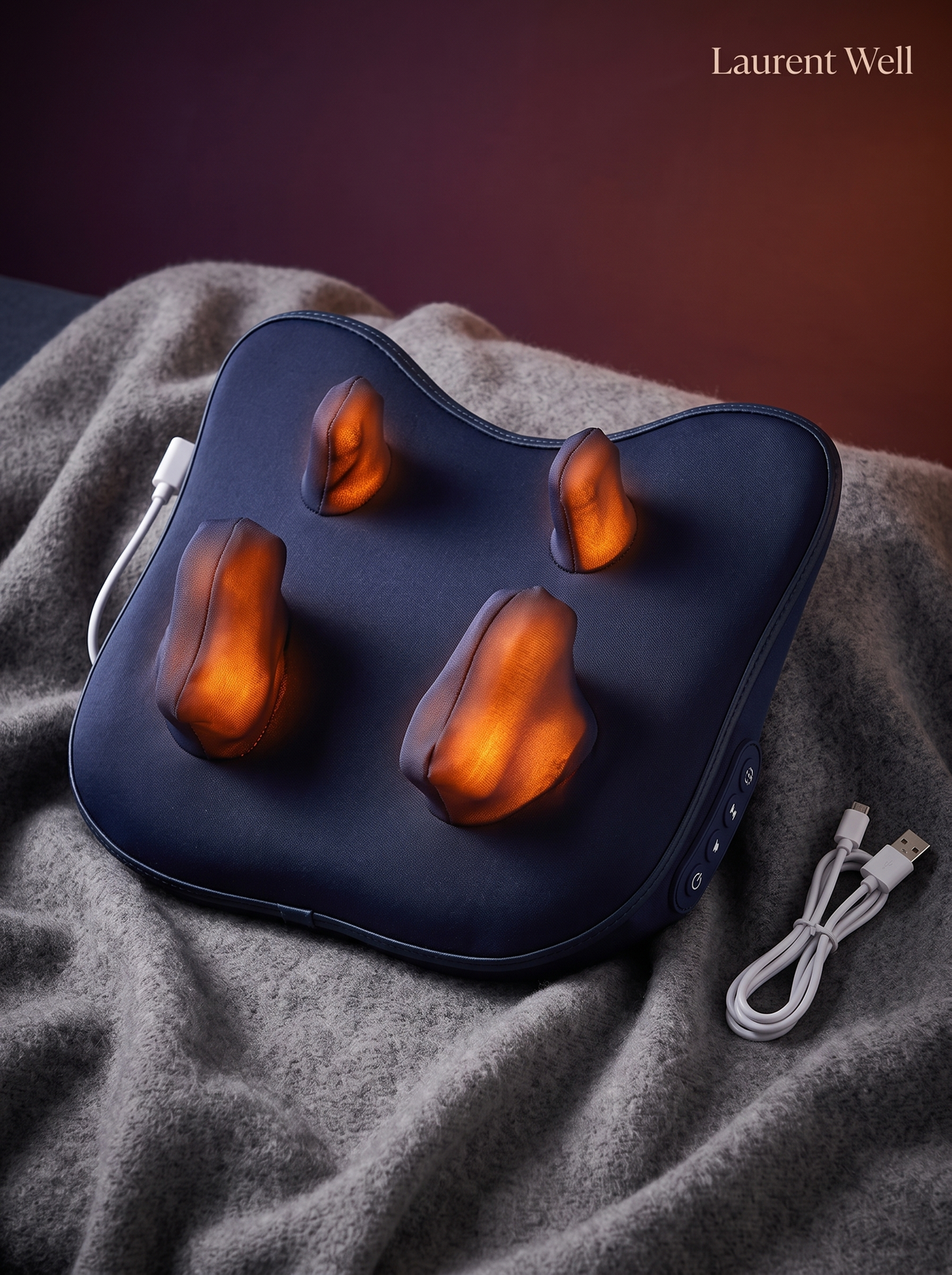 Laurent Well 4D Shiatsu Neck and Shoulder Massager with Heat, Warm Glow, Custom Rhythm
