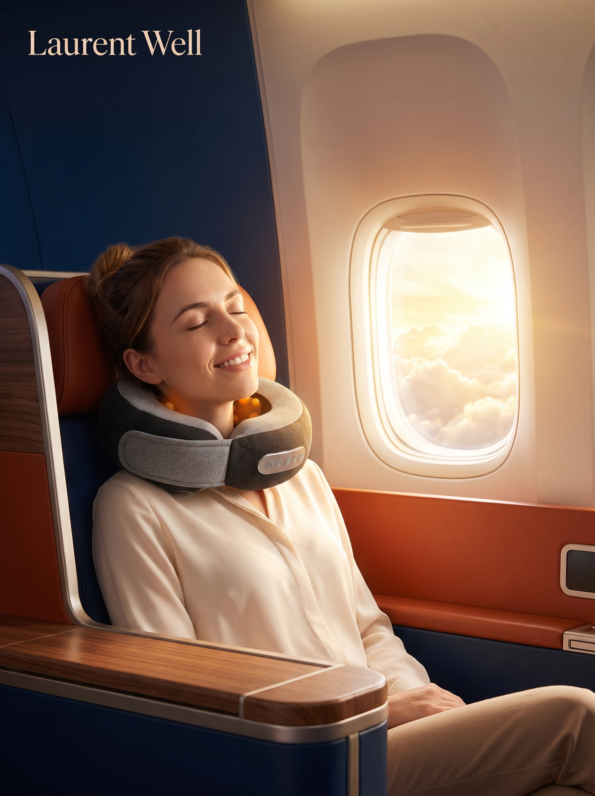 Laurent Well 2-in-1 Heated Neck Massager Travel Pillow, Rest and Massage in One