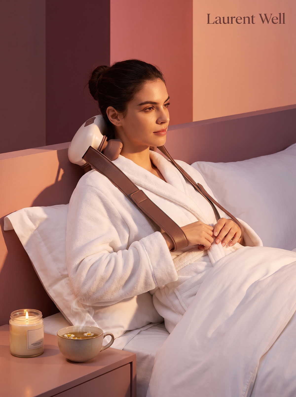 Laurent Well Cordless Shiatsu Neck Massager with Heat - White, Your Evening Wind Down