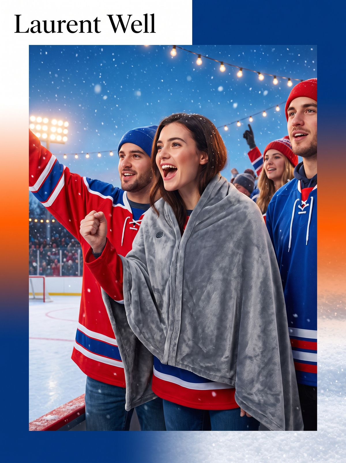 Laurent Well Wearable USB Heated Blanket Shawl with Zipper, Game Day Ready