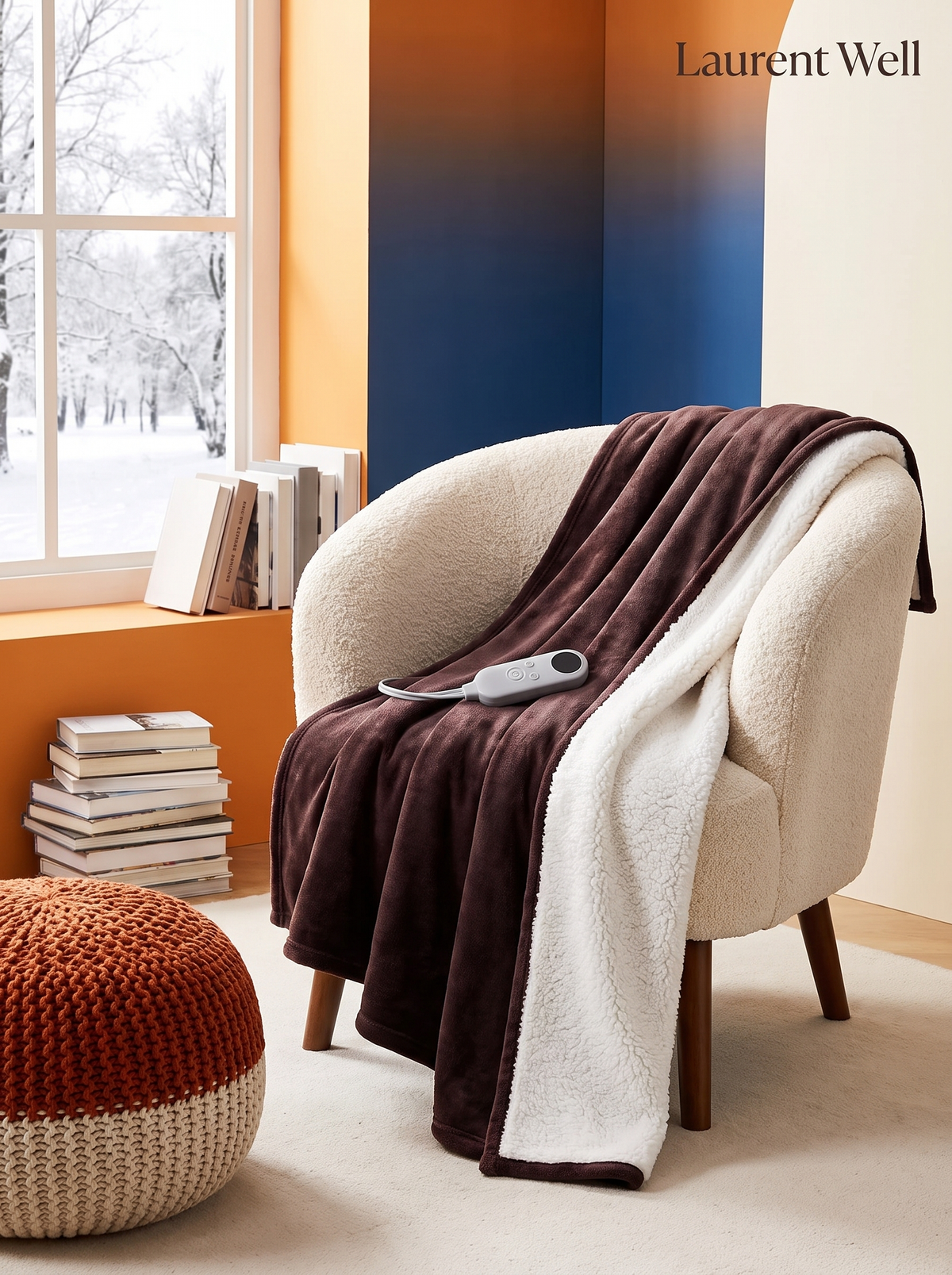 Laurent Well Electric Heated Flannel Throw Blanket 59x50 in, Flip It to Match Your Mood