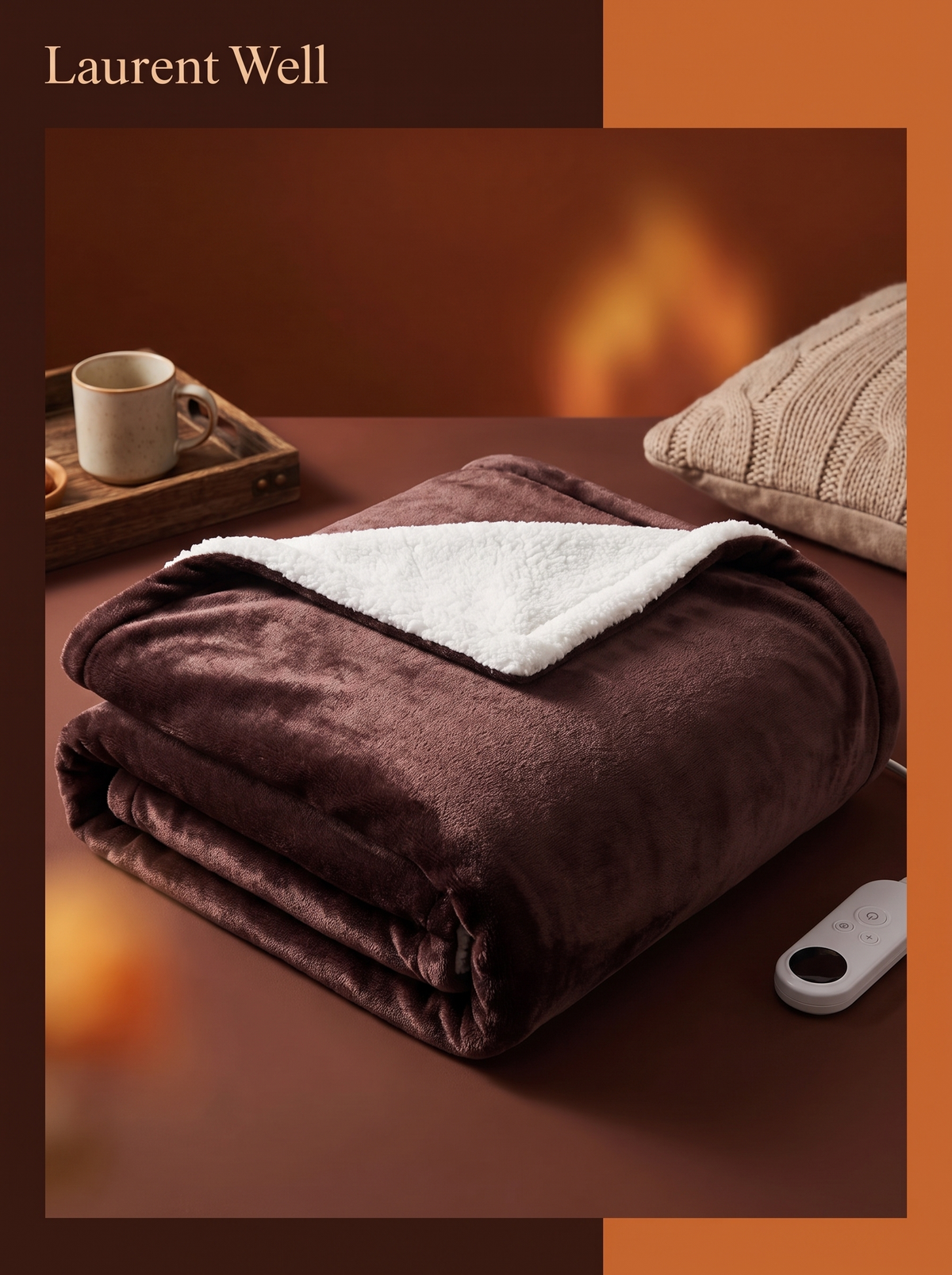 Laurent Well Electric Heated Flannel Throw Blanket 59x50 in, Set It and Settle In