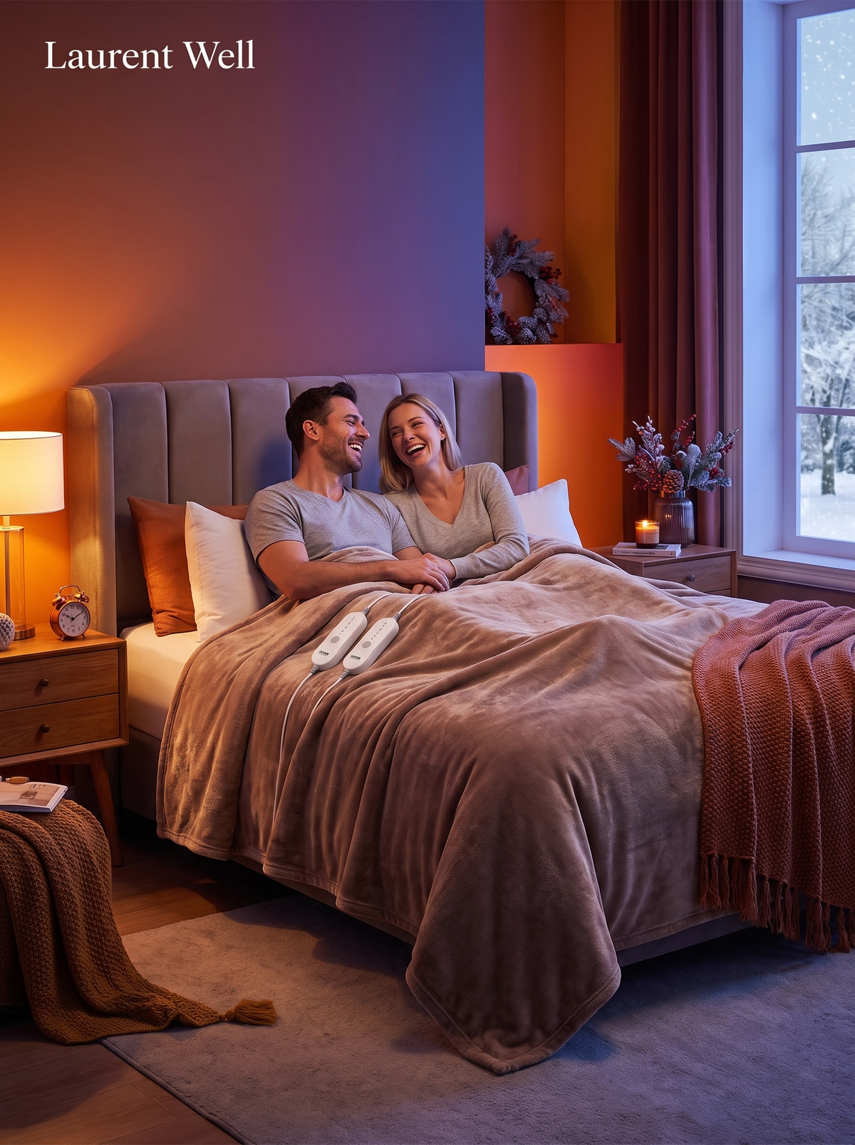 Laurent Well King Size Heated Blanket with Dual Controls, Your Side, Your Warmth
