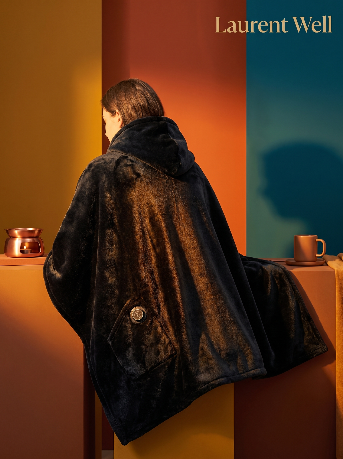 Laurent Well USB Heated Poncho Shawl Wrap, Black, Heat Right Where You Need It