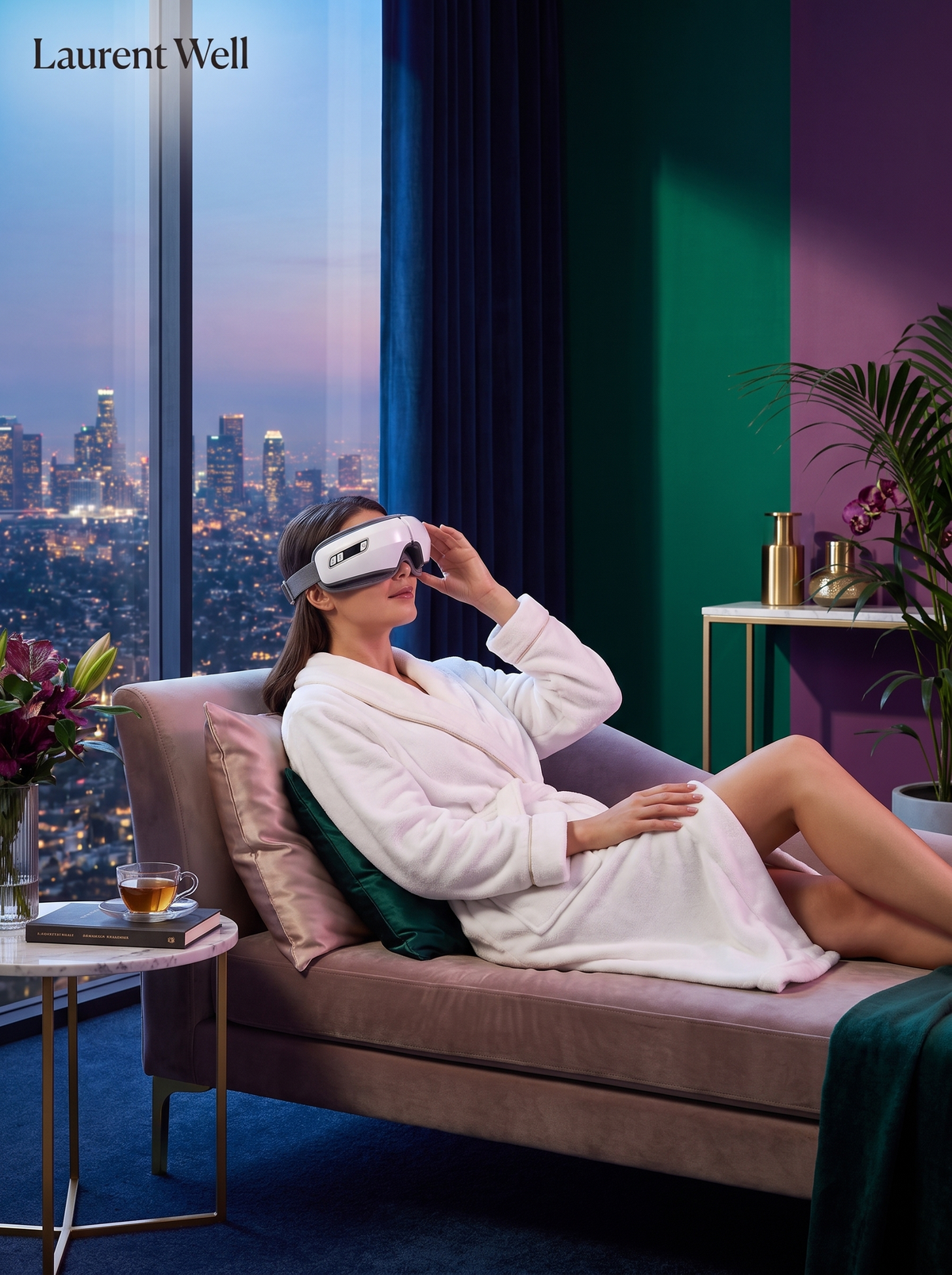 Laurent Well Cordless Eye Massager with Heat and Bluetooth, Rest for Those Who Need It
