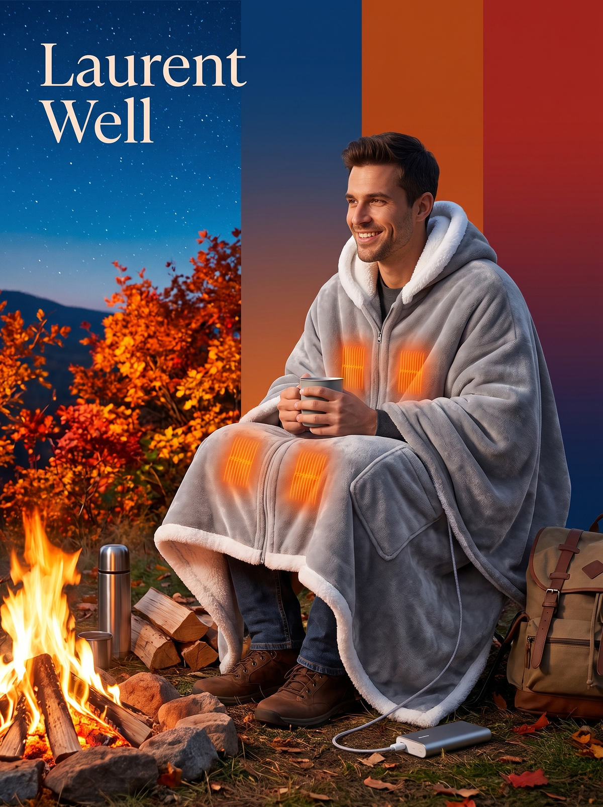 Laurent Well Wearable Heated Throw Blanket with 3 Heat Levels, Cozy at the Game or Campsite