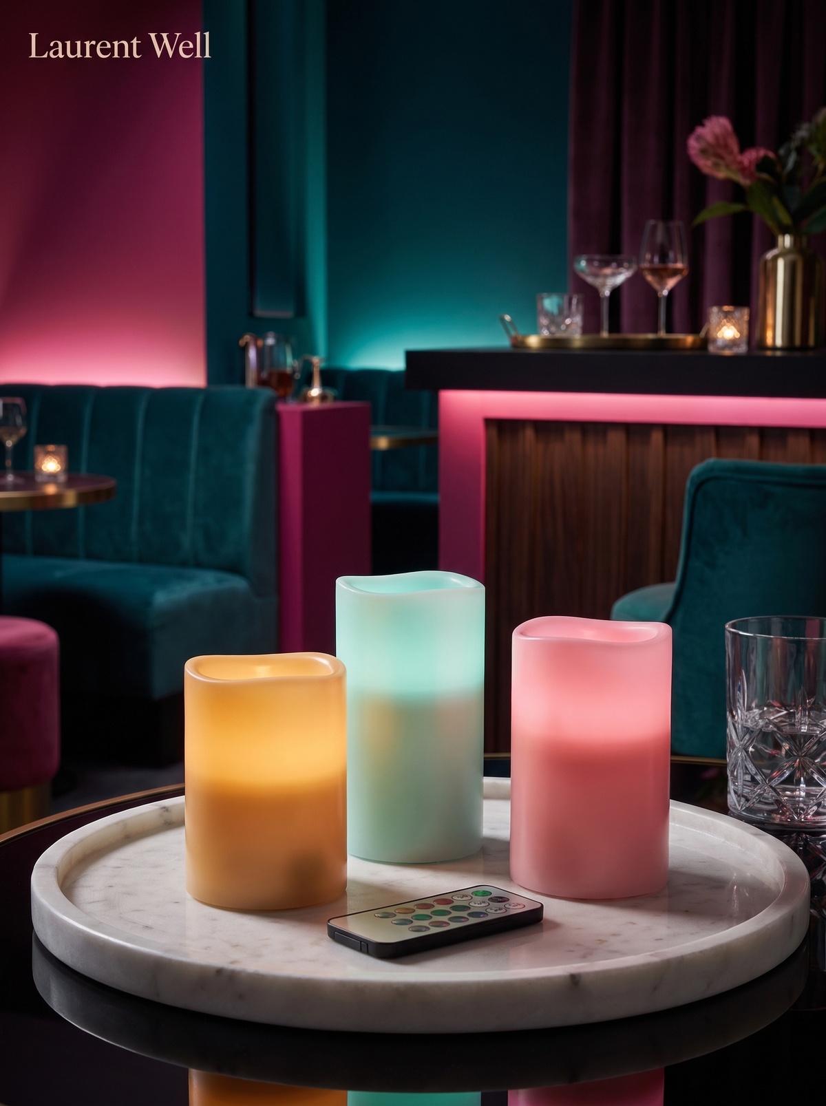 Laurent Well Real Wax Votive LED Candles with Remote, 3-Pack, Every Color, Your Command