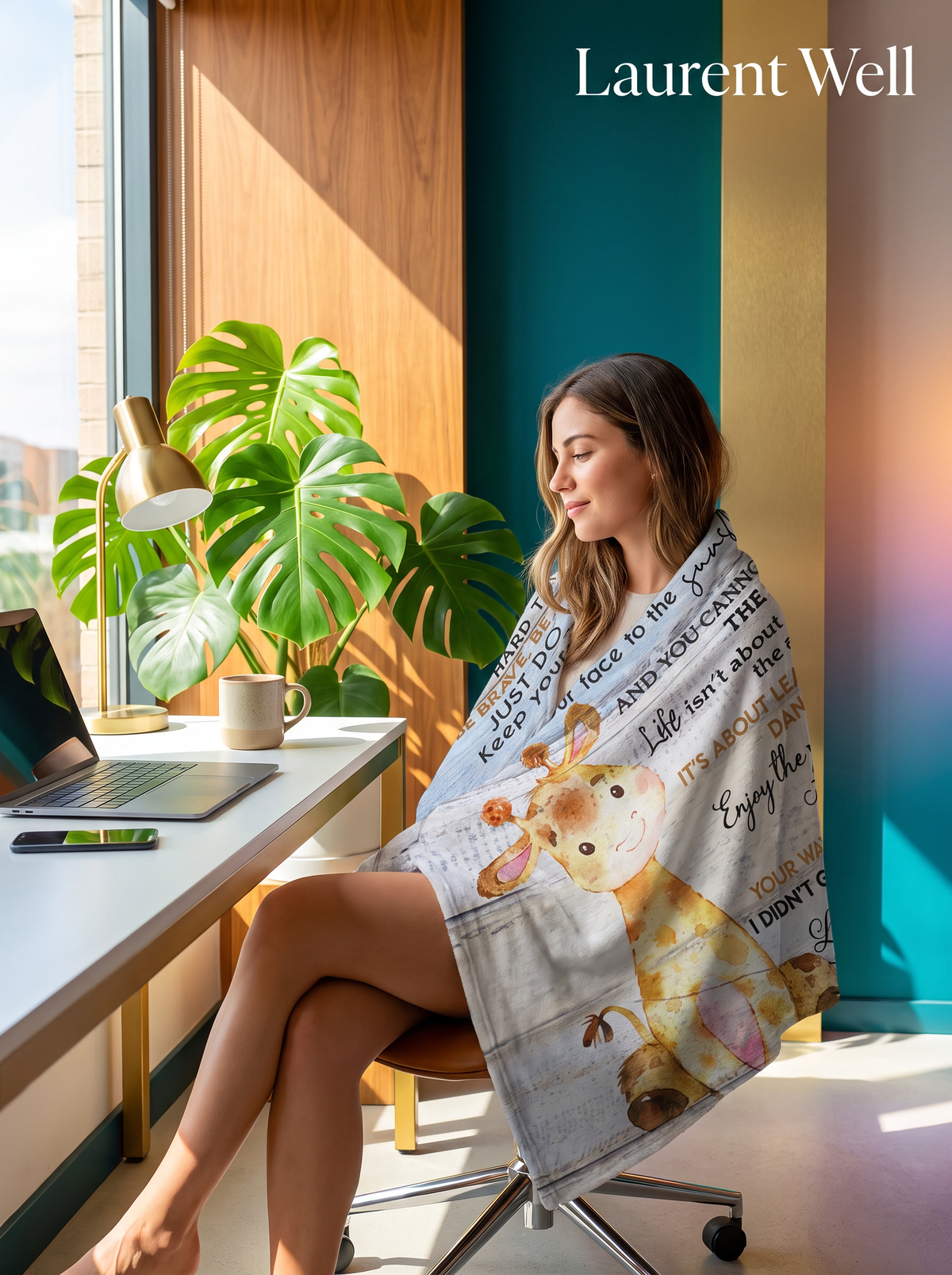 Laurent Well Printed Flannel Throw Blanket and Office Shawl, Plush Warmth at Your Desk