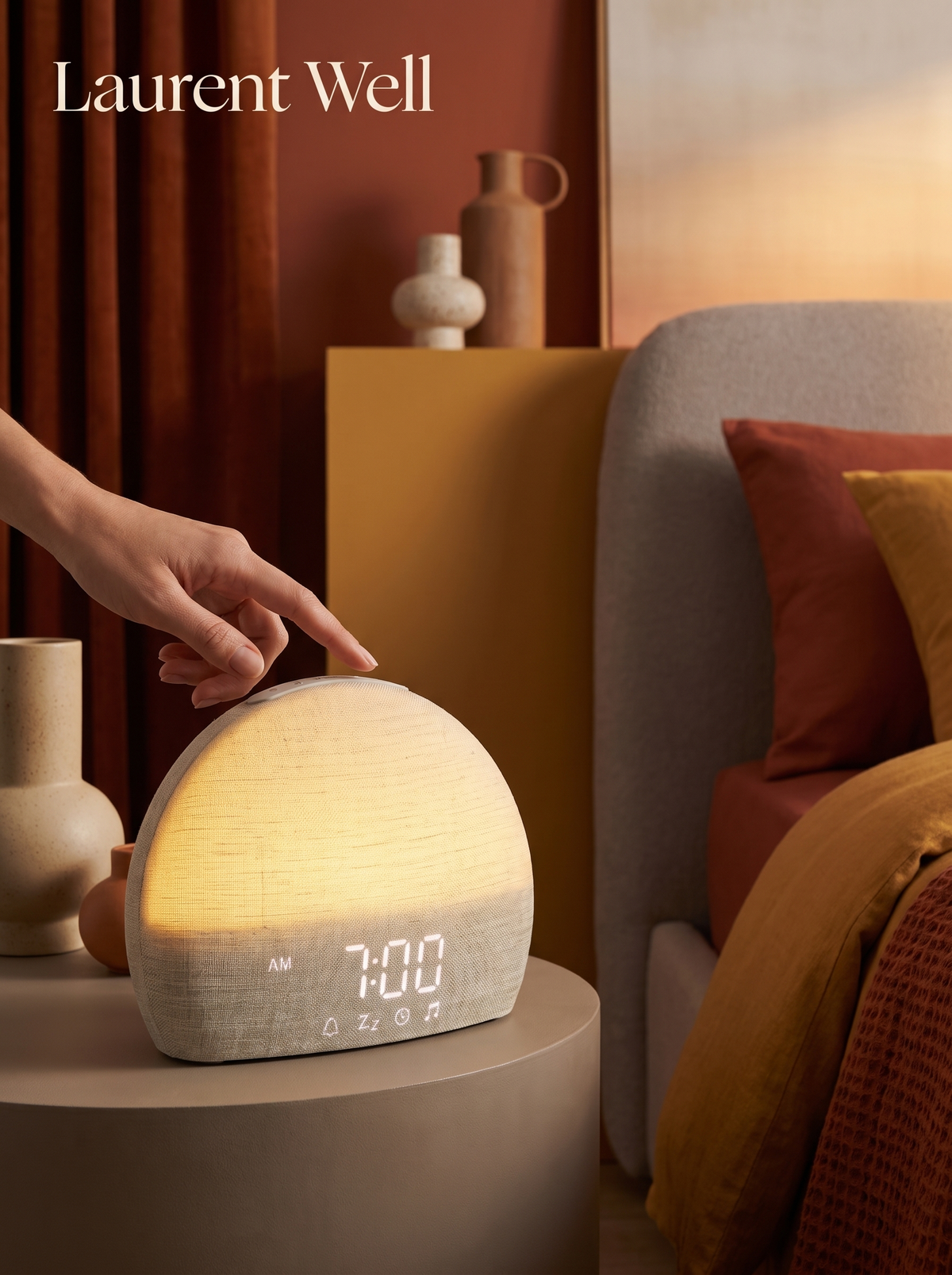 Laurent Well Sunrise Alarm Clock with White Noise & Sleep Timer, Every Control Within Reach