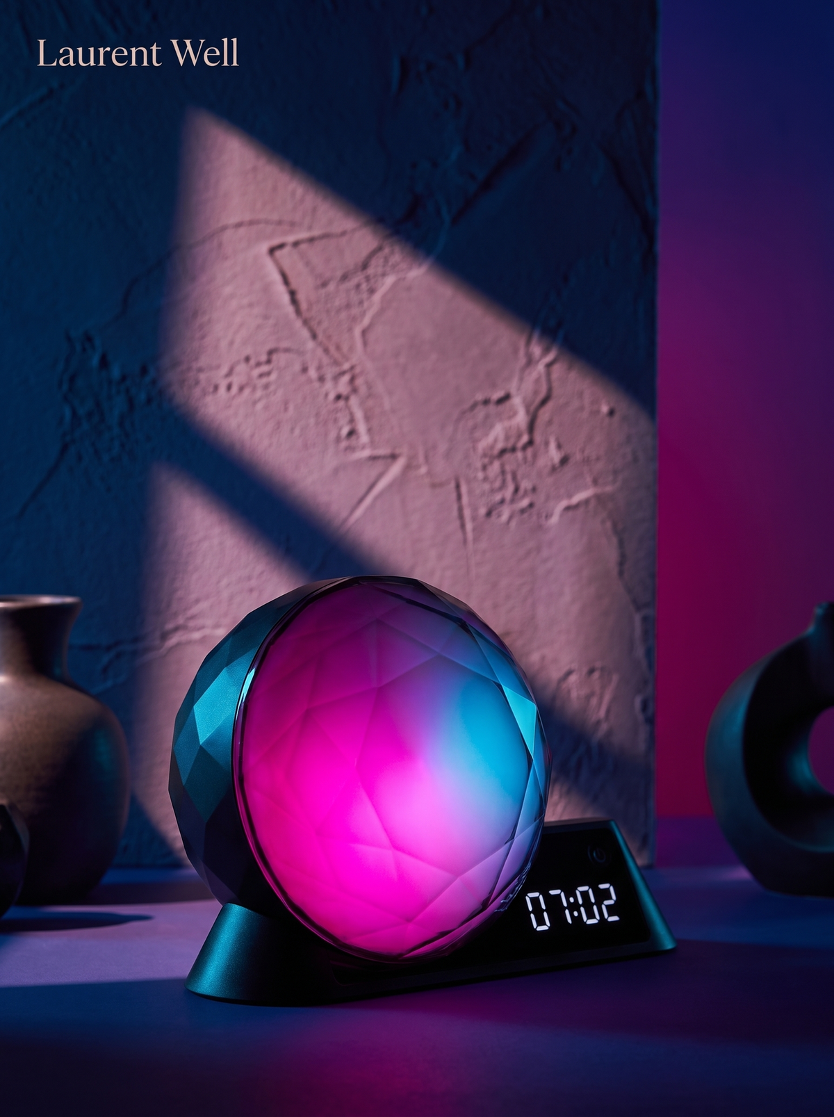 Laurent Well Geometric Sunrise Alarm Clock with Remote, Light That Becomes Art