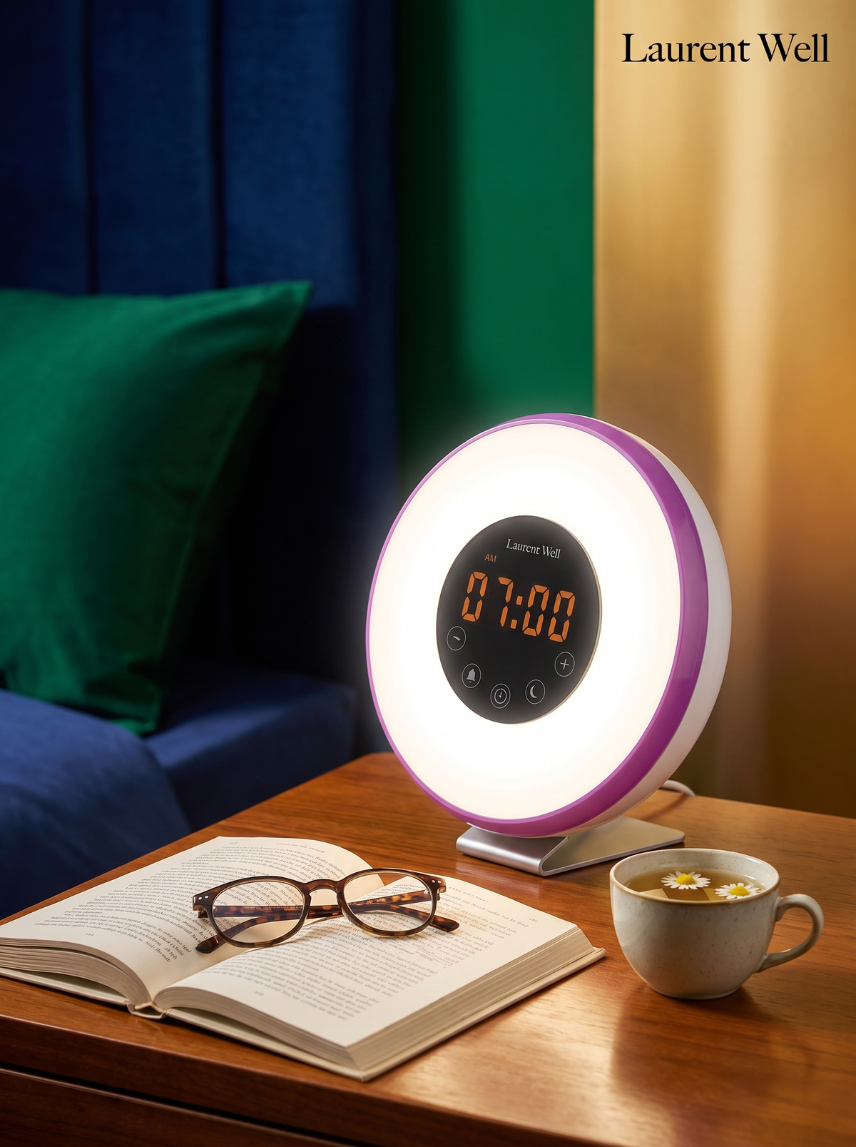 Laurent Well Sunrise Wake-Up Desk Lamp with FM Radio Alarm, Bright Enough For Bedtime Stories