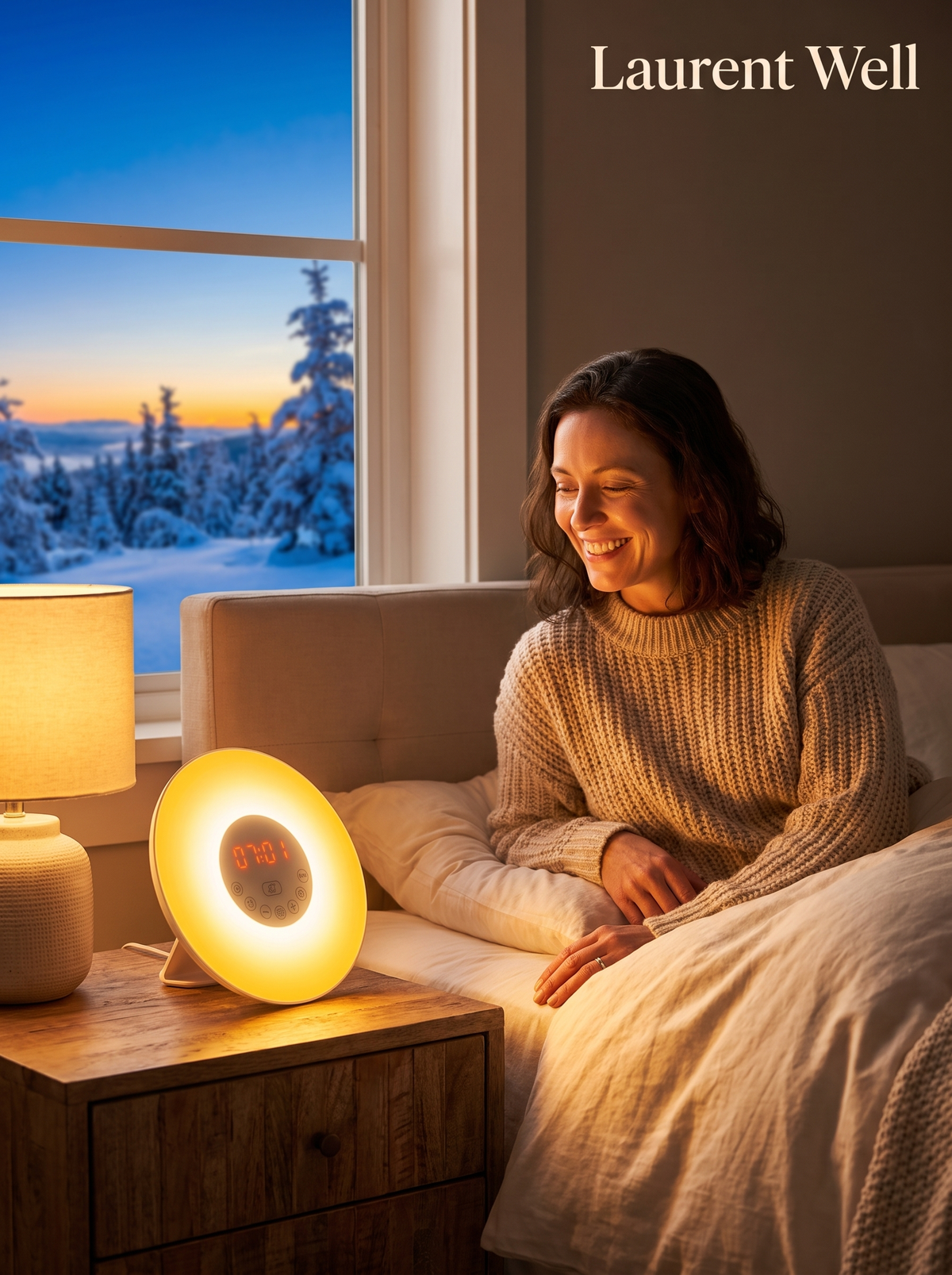 Laurent Well Sunlight Wake-Up Lamp for Bedside Tables, Sunshine On Dark Mornings