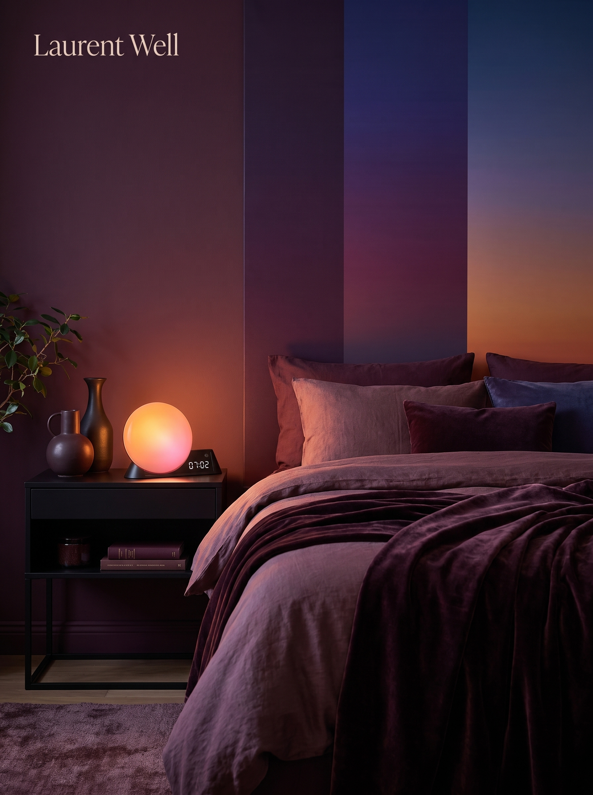 Laurent Well Geometric Sunrise Alarm Clock with Remote, Sunrise Mornings, Sunset Nights
