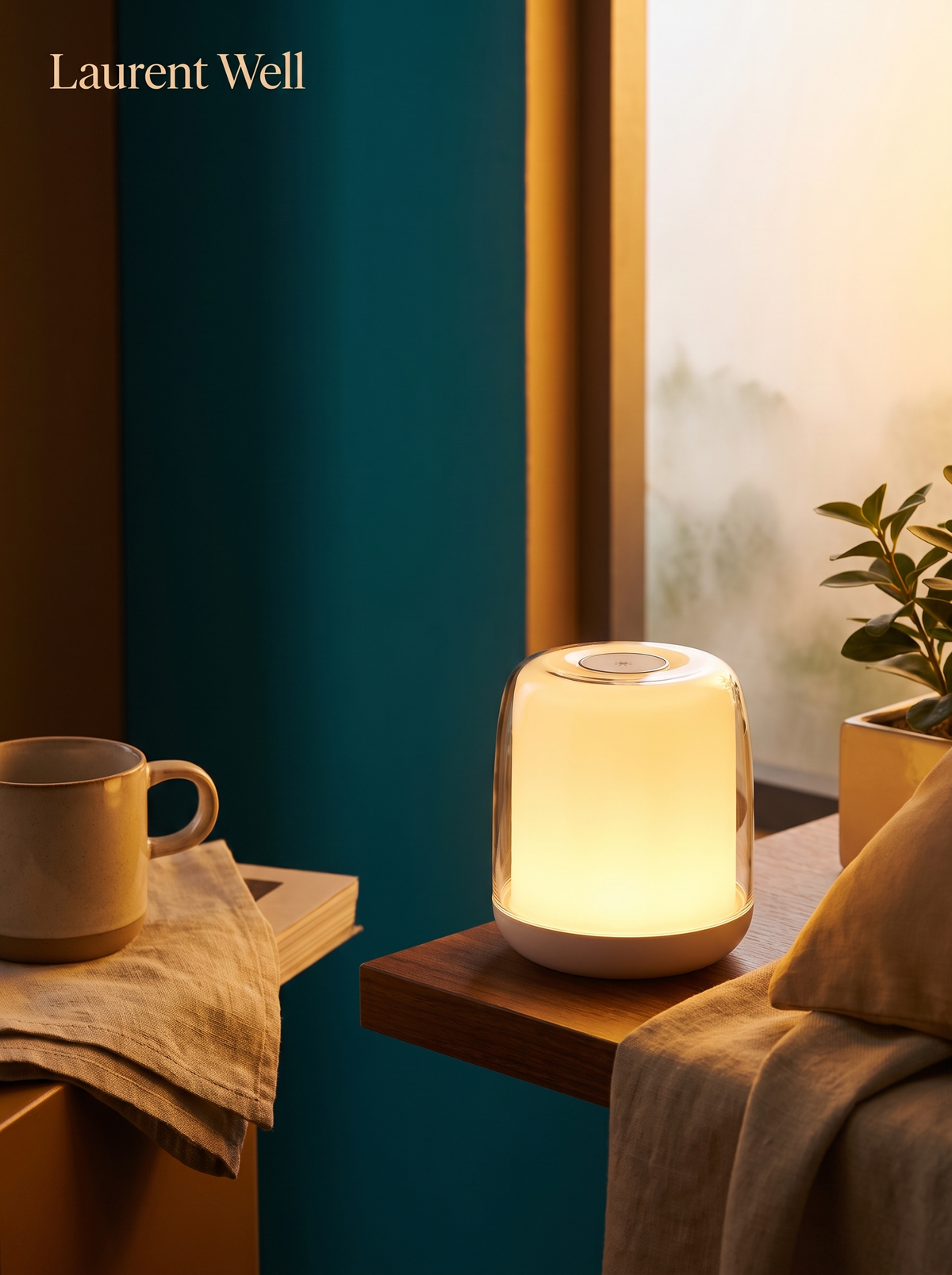 Laurent Well Compact Sunrise Wake-Up Light Bedside Lamp, Big Comfort, Tiny Footprint