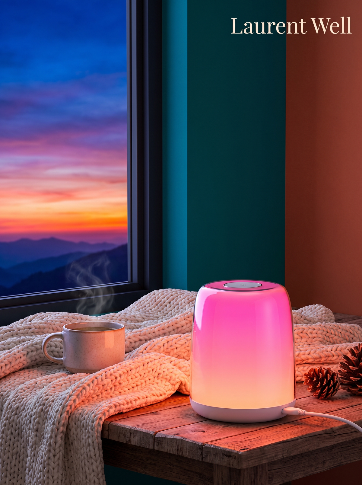 Laurent Well Compact Sunrise Wake-Up Light Bedside Lamp, Take The Sunrise Anywhere