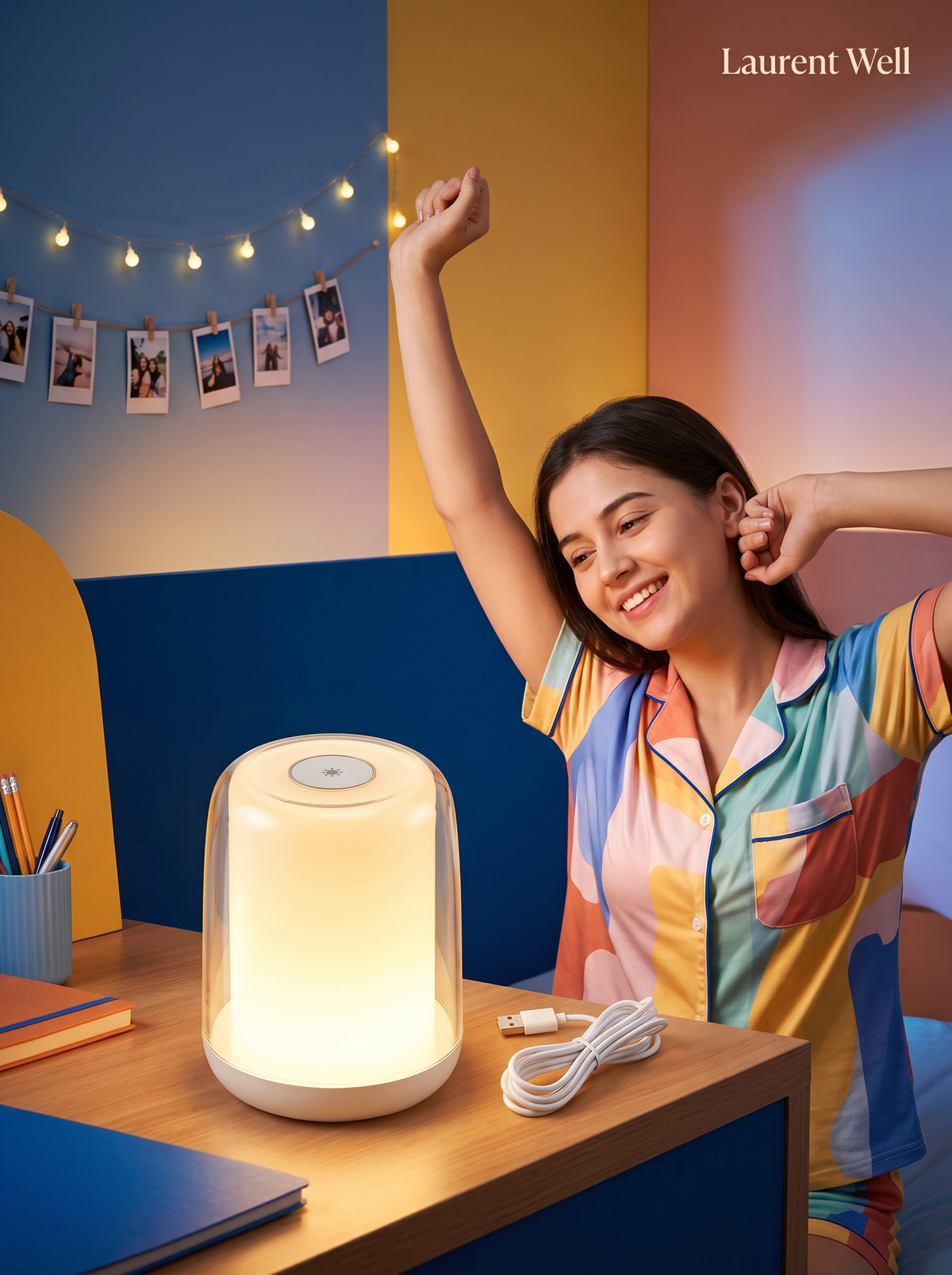 Laurent Well Compact Sunrise Wake-Up Light Bedside Lamp, A Nudge, Not A Shock
