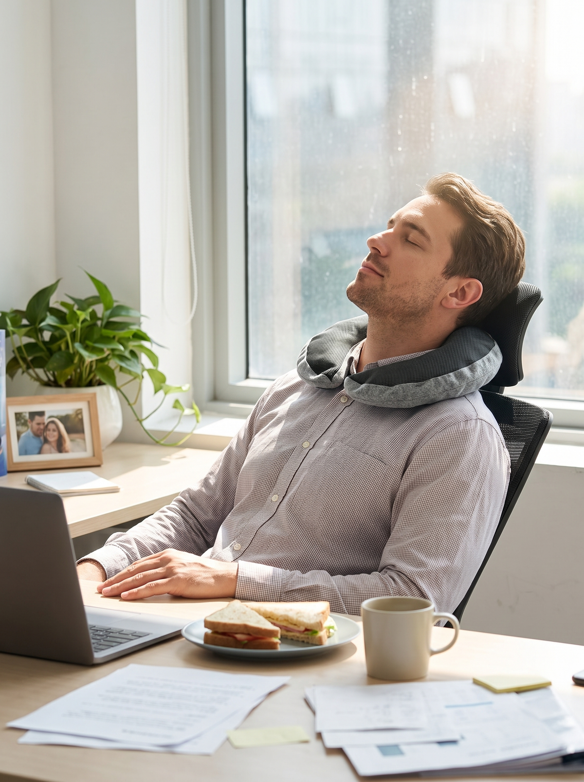 Laurent Well Double-Layer Memory Foam Travel Neck Pillow, Desk Break Ready