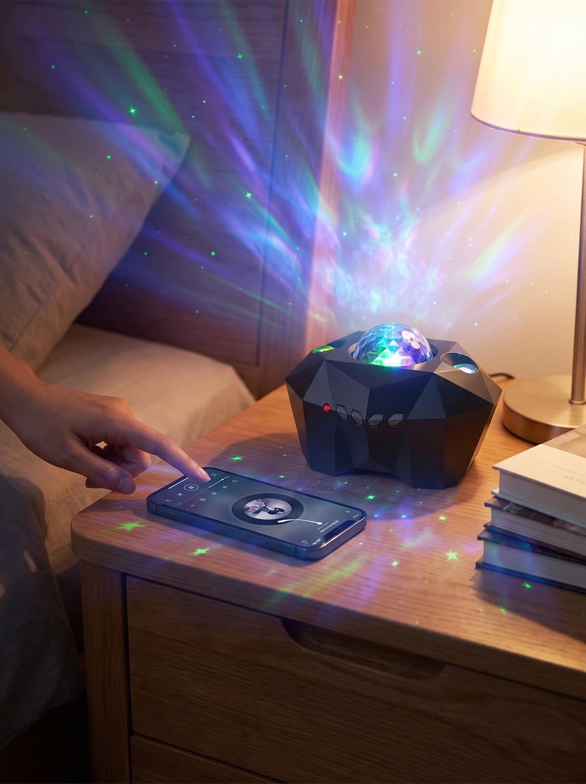 Laurent Well Ocean Wave Star Projector with Bluetooth Speaker, Your Soundtrack, Built In
